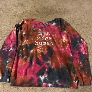 Pink brown blue tie-dye sweater